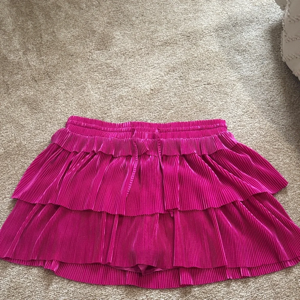 Vibrant Pink Tiered Mini Skirt - Picture 1 of 3